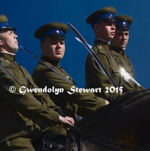 Russian Horsemen Riding in the Celebration of the 70th Anniversary of the Soviet Victory over Nazi Germany, Photographed by Gwendolyn Stewart c. 2015; All Rights Reserved