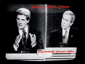 Photograph of 
Yalies George W. Bush and John Kerry in Their First Televised Debate, 
c. 2006 by Gwendolyn Stewart; All Rights Reserved