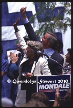 WALTER MONDALE & GERALDINE 
FERRARO PHOTOGRAPHED AT THE 1984 DEMOCRATIC NATIONAL CONVENTION BY GWENDOLYN STEWART c. 
2011; All Rights Reserved